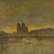 ARMINGTON  Bridge at dusk 1902 Oil 15 x 18.25