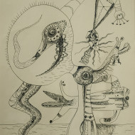 BELLEFLEUR  Monstre aux doigts fleuris 1952 Ink 12 x 9