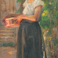 FRANCHERE  Country girl 1909 Oil  16 75 x 9