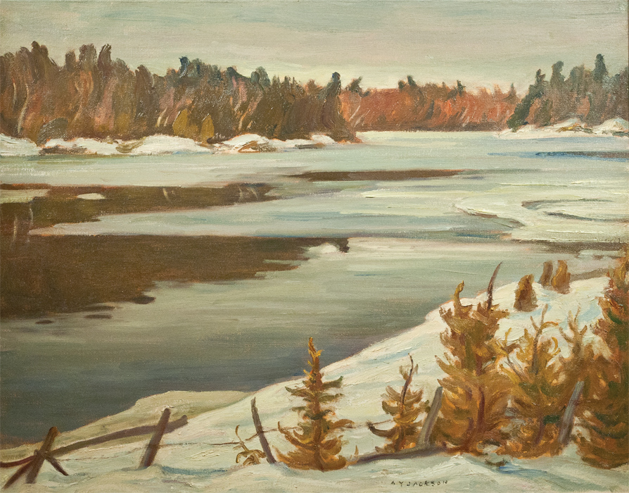 Alexander Y. JACKSON Madawaska River April, 1945 Oil 25" x 32"