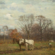 BROWNELL  Ploughing the fields Oil 15 x 18