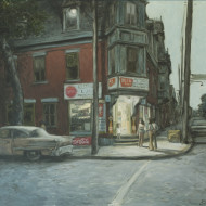 LITTLE  Corner store Logan St 1971 Oil 28 x 30