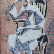 DALLAIRE  Femme assise 1946 Gouache 10 x 6
