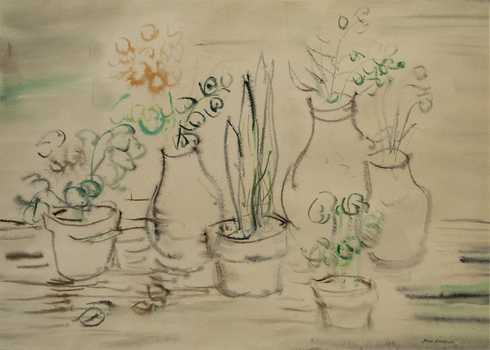 Kazuo NAKAMURA Still life with pots Watercolour 14.5" x 20.5"