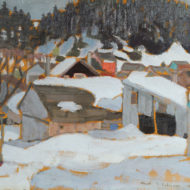 Albert ROBINSON Laurentian village in winter, 1926 Oil 11.25 x 13