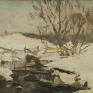 CULLEN Winter on the North River Oil 10 x 13 75