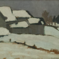 HEWARD Barns in winter 1926 Oil 7 5 x 9 5