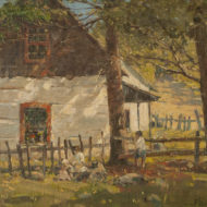 BROWNELL Wayside cottage 1920 Oil 9 25 x 14 25