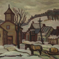 MORRIS Village in winter Oil 20 x 24