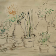 NAKAMURA Still life with pots Watercolour 14 5 x 20 5