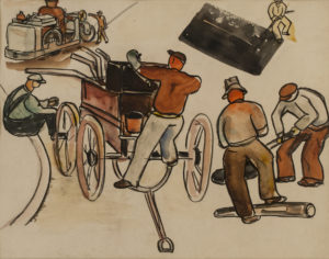 Fritz BRANDTNER Street repair crew Ink 7" x 9"