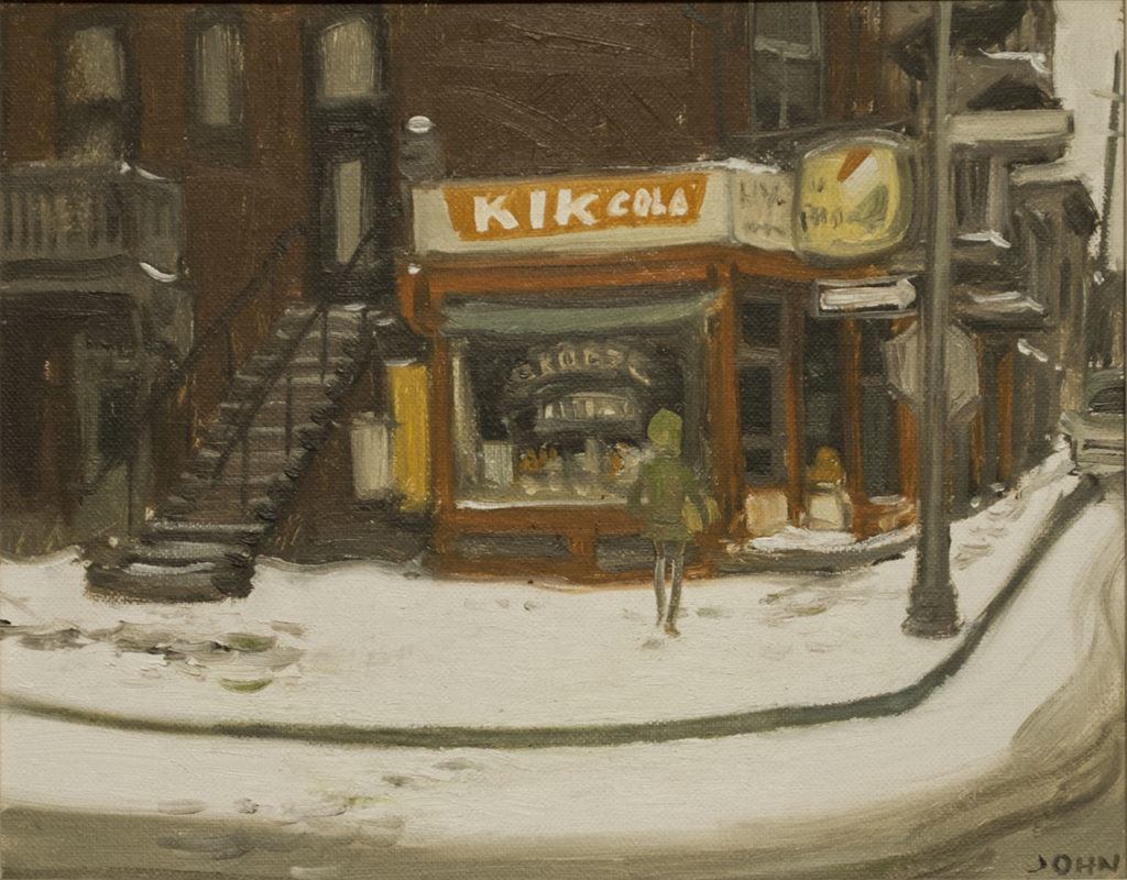 John LITTLE Corner store St 1969 Oil 8" x 10"