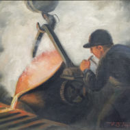 TAYLOR Pouring residue bronze 1942 OIl 13 x 16