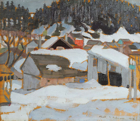 Albert ROBINSON Laurentian village in winter, 1926 Oil 11.25" x 13"
