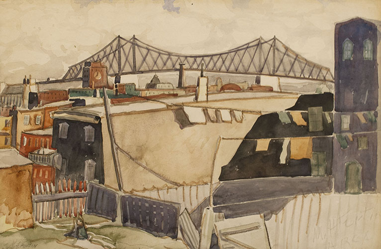 Marc-Aurèle FORTIN Pont Jacques Cartier, c.1934 Oil 14" x 20"