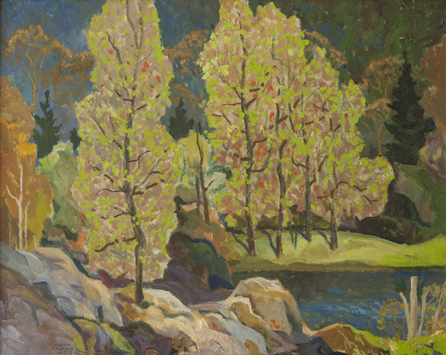 Joachim GAUTHIER Early spring woodland Oil 12" x 15"