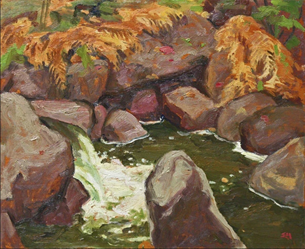 Edwin HOLGATE Stream in Autumn Oil 8.5" x 10.5"