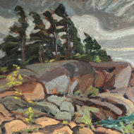 LISMER Pines leaning, Georgian Bay, 1926 Oil 13 x 16