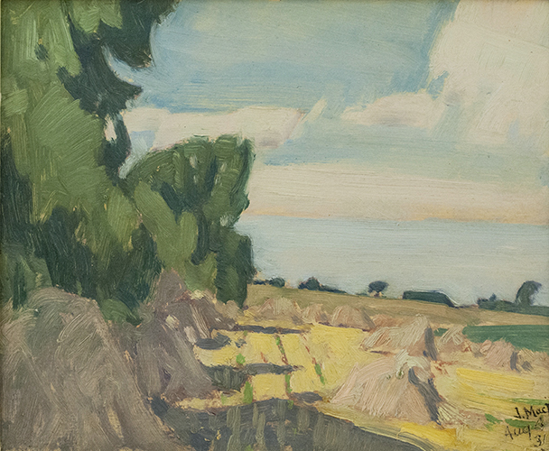 J.E.H. MACDONALD Wheatfields Thornhill, 1931 Oil 8.75" x 10.5"