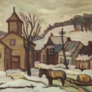 MORRIS Village in winter Oil 20 x 24