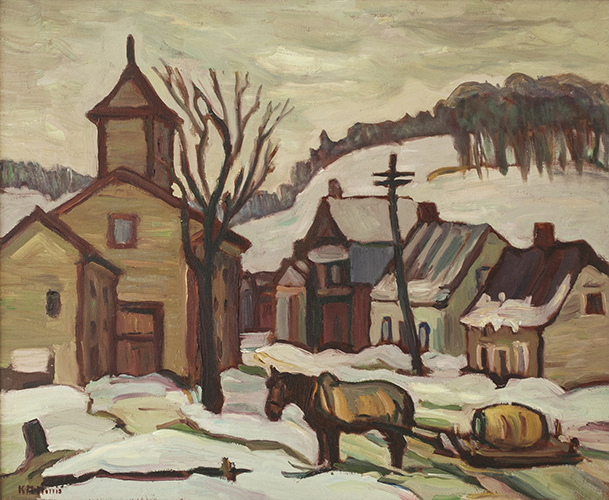 Kathleen MORRIS Village in winter Oil 20" x 24"