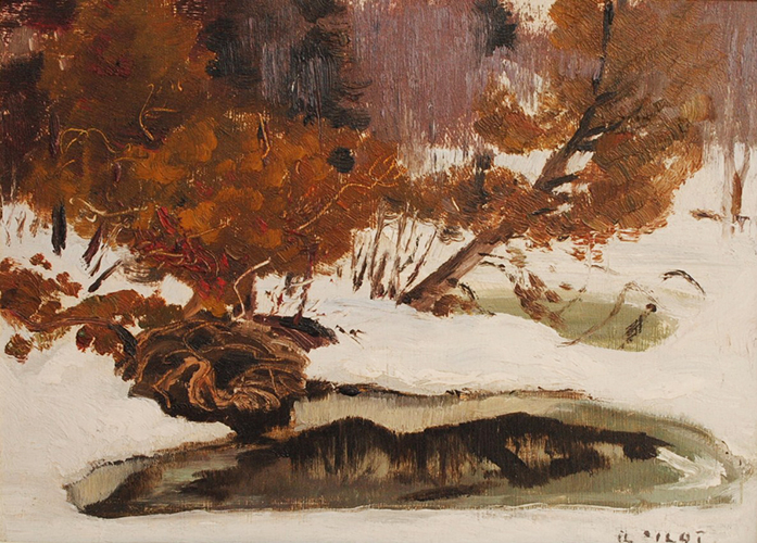 Robert PILOT Winter scene Oil 8" x10.5"