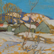 ROBINSON Laurentian village in winter, c.1922 Oil 8.5 x 10.5
