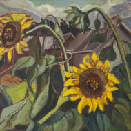 SAVAGE Sunflowers Laurentians near Lake Wonish 1935 Oil 16 x 17
