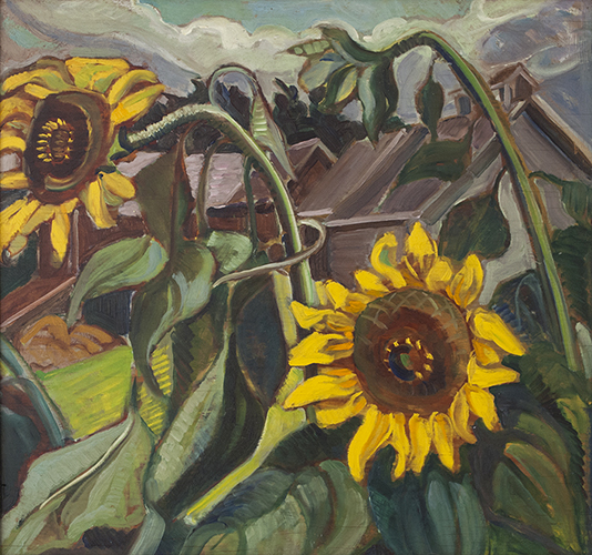 Anne SAVAGE Sunflowers Laurentians near Lake Wonish, 1935 Oil 16" x 17"