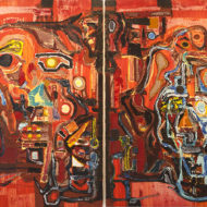 Harold KLUNDER Of mind and matter, day and night Oil 48" x 72"