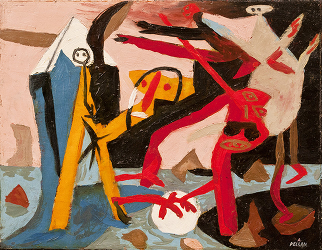 Alfred PELLAN Don Quixote c 1938 Oil 9.75" x 12.5"