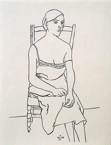 Alfred PELLAN Young girl 1941 Ink 14" x 10.5"