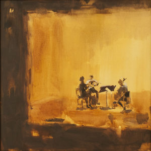 Darlene COLE 3 musicians Oil 30" x 30"