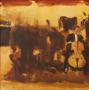 Darlene COLE Bass player Acrylic 30" x 30"