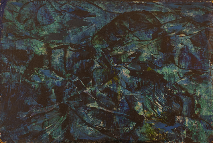 Marcelle Ferron Untitled, Librairie Tranquille, 1947 Oil 10" x 14.5"