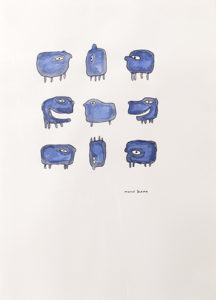 Marcel Dzama 9 Creatures Mixed media 12" x 9"