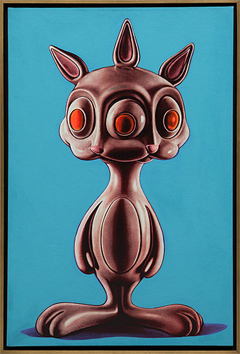 Ron English Rabbit (Blue) acrylic and silkscreen 36" x 24"