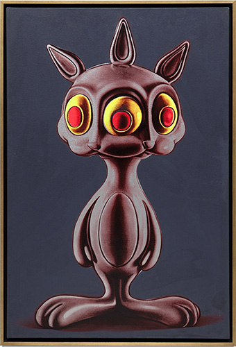 Ron English Rabbit (Charcoal) Acrylic and Silkscreen 36" x 24"