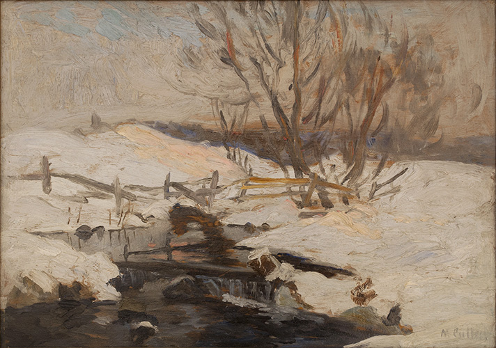 Maurice Cullen Winter on the North River Oil 10" x 13.75"
