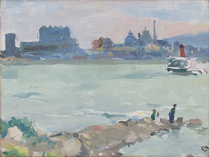 Edwin Holgate The Ferry, Québec (Montréal) Oil 5.25" x 7"