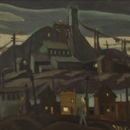 HOUSSER Evening in a mining town c 1936 Oil 10 5 x 13 5