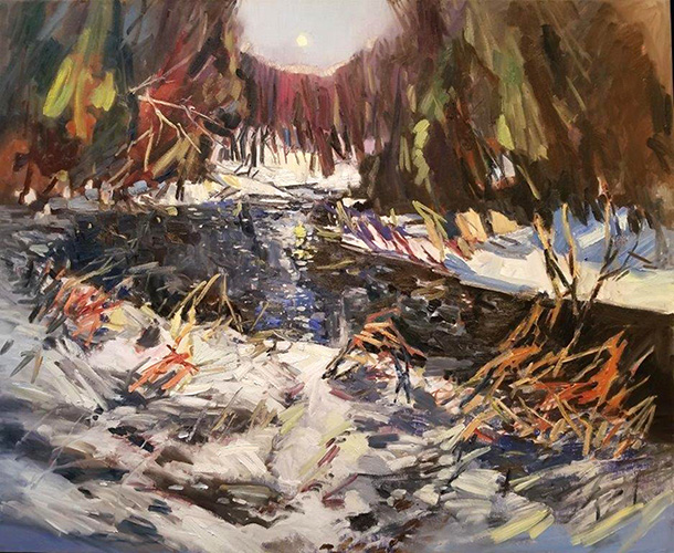 Byron Hodgins Burnt River, 2019 Oil 43" x 54"