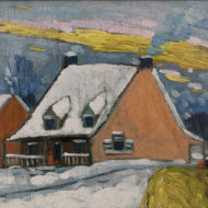 FORTIN Maisons en hiver, c 1921 Oil 8 x 12