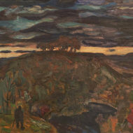 VARLEY Sunset c1924-26 Oil 12 x 15