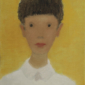 LEMIEUX Jeune fille sur fond jaune 1961 Oil 10 x 8