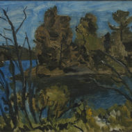 ROBERTS Ile sur le lac 1940 Oil 7 x 9