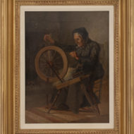 RAPHAEL Old Lady Spinning FRAMED Oil 16 x 12