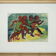 BRANDTNER Runners 1932 FRAMED mixed media 7 5 x 10