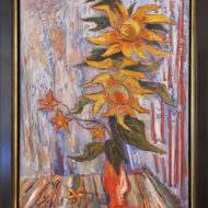 BORENSTEIN Sunflowers 1965 Oil FRAMED 40 x 30