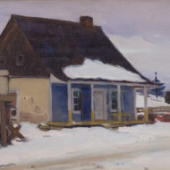GAGNON Ancienne maison de Baie St Paul c 1919 Oil 6 25 x 9 25